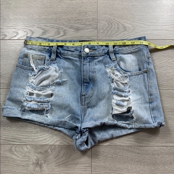 Minkpink Distressed Slasher Jean Denim Shorts - Picture 9 of 12